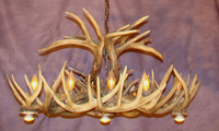 White Tail Oval Chandelier with 3 Downlights