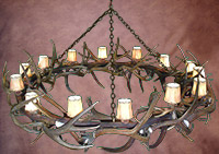 Real Antler Elk & Mule Deer Round Chandelier